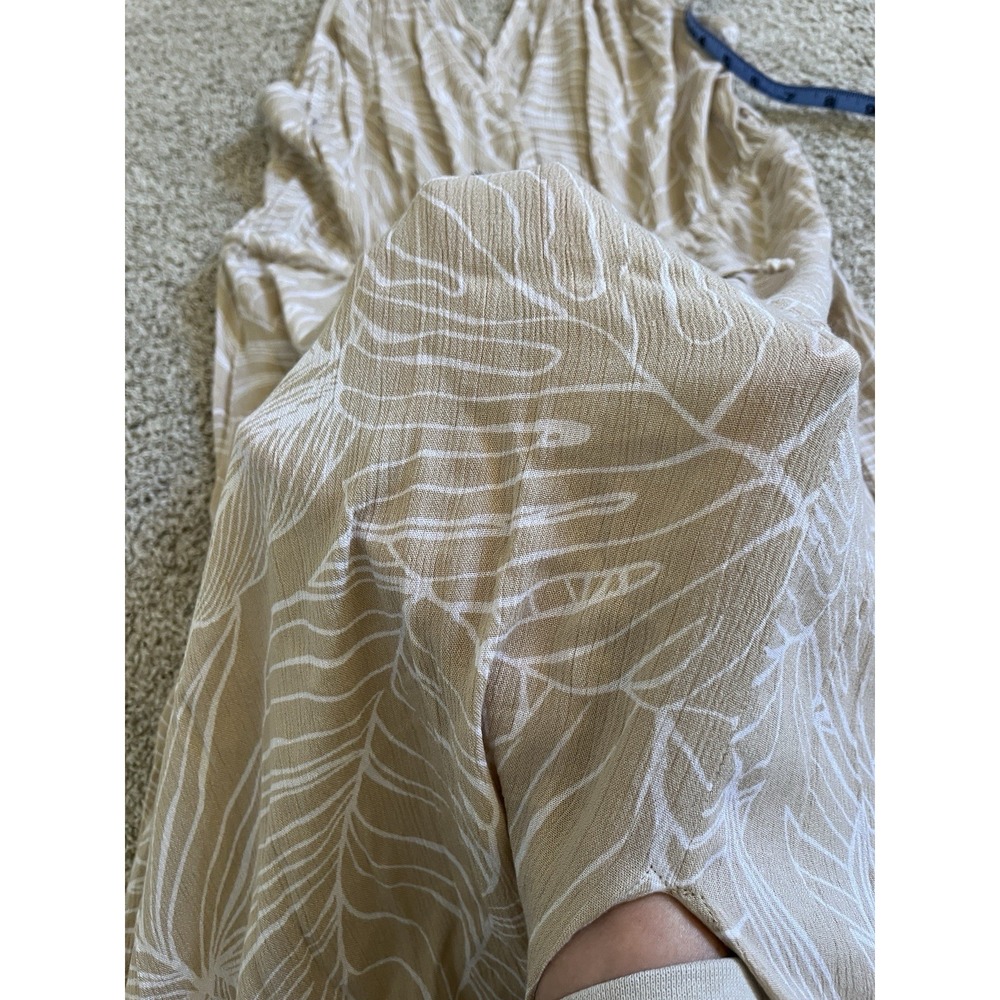 Beach cover up maxi dress sheer v neck lighweight tan drawstring NEW L - Picture 13 of 13